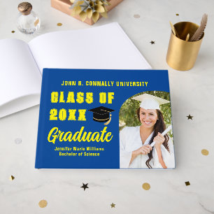 Blauw Geel Klasse van 2025 Foto Custom Afstuderen Gastenboek