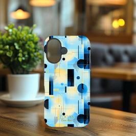 Blauw & Geel Koele Geometrische Kunst Telefoonhoes iPhone 16 Hoesje