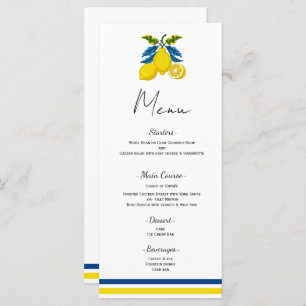 Blauw Geel Lemon Mediterraan Trouwmenu Menu