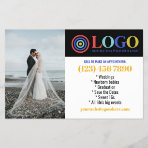 Blauw Geel Logo Foto's Promo Klein Bedrijf Flyer