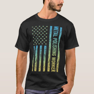 Blauw Geel Metaal Polijstende Arbeider T-shirt