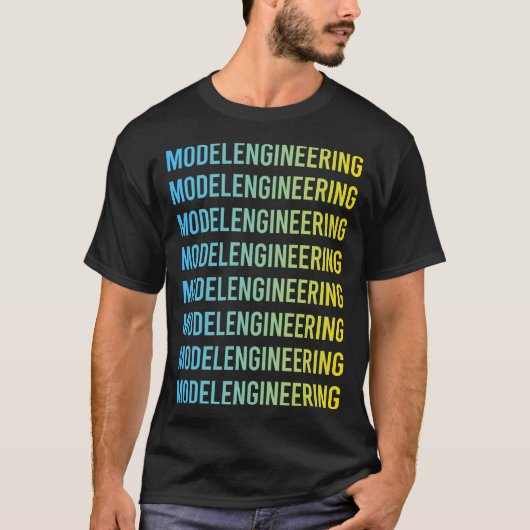 Blauw Geel Model Engineering Engineer T-shirt (Voorkant)