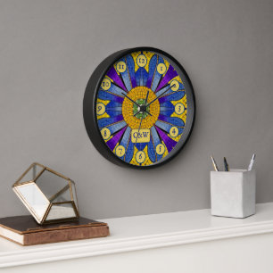 Blauw & geel Mosaic Modern Roman look & Initialen