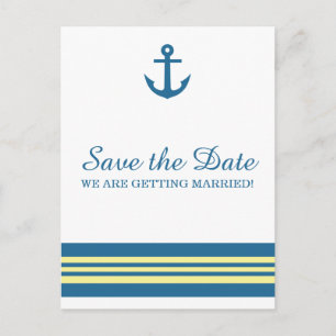Blauw Geel Nautisch Anker sparen het Briefkaart va