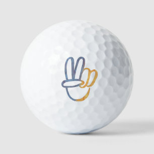Blauw Geel Oekraïne - PEACE-symbool V-teken Golfballen
