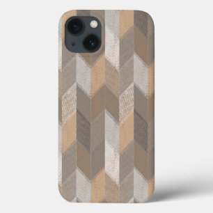 Blauw, geel, olijf Chevron. iPhone 13 Hoesje
