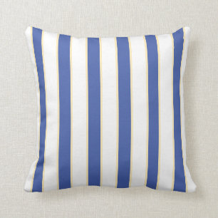 Blauw Geel op Witte Gestreepte Worp Kussen