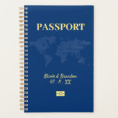 Blauw & Geel Paspoort Bestemming Bruiloft Planner (Voorkant)