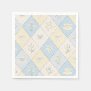 Blauw & Geel Patchwork Patroon Cute Baby Shower Servet