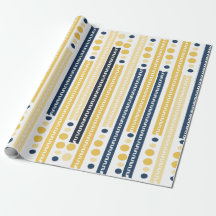 Blauw & Geel Patroon Inpakpapier