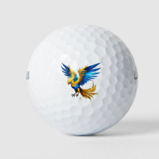 Blauw & Geel Phoenix Print Golfbal Golfballen