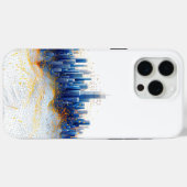 Blauw-geel pointillisme stedelijke architectuur Case-Mate iPhone case (Achterkant (horizontaal))
