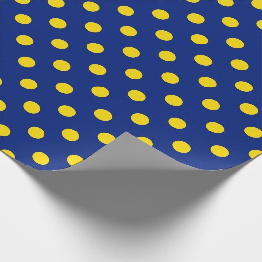 Blauw Geel Polka Dots Design Cadeaupapier (Hoek)