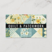 Blauw Geel Quilt Patchwork Handgemaakte Kleding Visitekaartje (Voorkant)