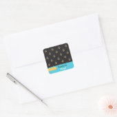 Blauw Geel Rocket Space Patroon Gepersonaliseerd Vierkante Sticker (Envelop)