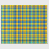 Blauw, geel, rood geplakt patroon, Tartan Cadeaupapier (Vlak)