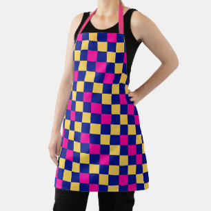 Blauw Geel Roze Geruit Patroonontwerp Schort