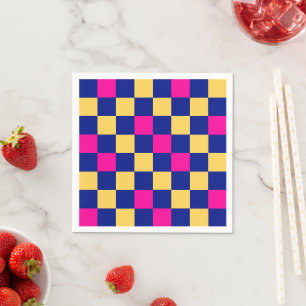 Blauw Geel Roze Geruit Patroonontwerp Servet