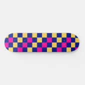 Blauw Geel Roze Geruit Patroonontwerp Skateboard (Horizontaal)