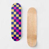 Blauw Geel Roze Geruit Patroonontwerp Skateboard (Voorkant)