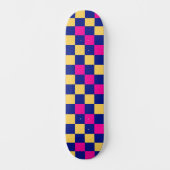 Blauw Geel Roze Geruit Patroonontwerp Skateboard (Voorkant)
