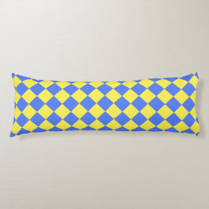 Blauw Geel Rut Diamant Patroon Lichaamskussen