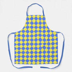 Blauw Geel Rut Diamant Patroon Schort