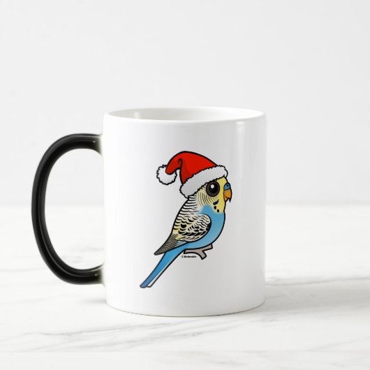 Blauw & Geel Santa Budgie Magische Mok (Links)