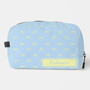 Blauw & Geel Strikpatroon Coquette Cosmetisch Toilettasje