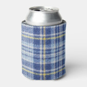 Blauw Geel Tartan: Modieuze Plaid Blikjeskoeler (Blikje Voorkant)