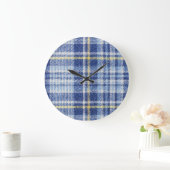 Blauw Geel Tartan: Modieuze Plaid Grote Klok (Huis)