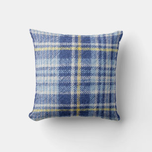 Blauw Geel Tartan: Modieuze Plaid Kussen