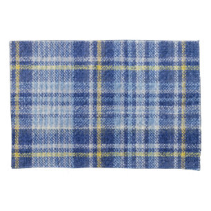 Blauw Geel Tartan: Modieuze Plaid Kussensloop