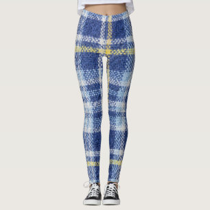 Blauw Geel Tartan: Modieuze Plaid Leggings