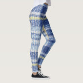 Blauw Geel Tartan: Modieuze Plaid Leggings (Rechts)