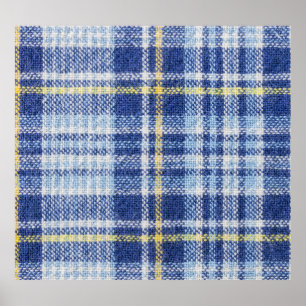 Blauw Geel Tartan: Modieuze Plaid Poster
