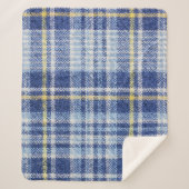 Blauw Geel Tartan: Modieuze Plaid Sherpa Deken (Voorkant)