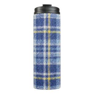 Blauw Geel Tartan: Modieuze Plaid Thermosbeker
