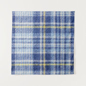 Blauw Geel Tartan: Modieuze Plaid Wandkleed (Voorkant)