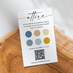 Blauw Geel trouwjurk codepalet + QR Informatiekaartje