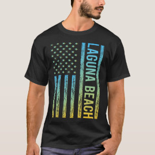 Blauw Geel USA Vlag Laguna Beach T-shirt