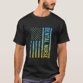 Blauw Geel USA Vlag - Tandverpleegkundige T-shirt (Voorkant)