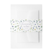 Blauw geel waterverf bloem bruiloft buik band uitnodigingen wikkel (Voorkant Voorbeeld)