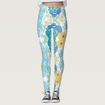Blauw & Geel Waterverf Bloemmotief