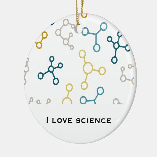 Blauw Geel Wetenschap Chemie Moleculen Kerstmis Keramisch Ornament (Links)
