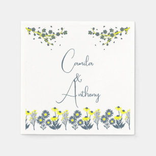 Blauw Geel Wildbloem Bloemen Boho Bruiloft Servet