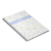 Blauw Geel Wildbloem Patroon Aangepaste Naam Notitieboek (Rechterzijde)
