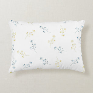 Blauw Geel Wildbloempatroon Accent Kussen