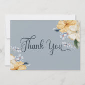 Blauw Geel & Wit Bloemen Bruiloft Bedankkaart (Voorkant)