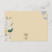 Blauw Geel & Wit Bloemen Bruiloft Receptie Informatiekaartje (Achterkant)